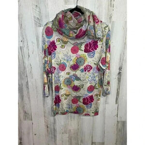 Leggiadro Women's Floral‎ Blouse w/ Matching Scarf Size XL (14/16) Multicolor